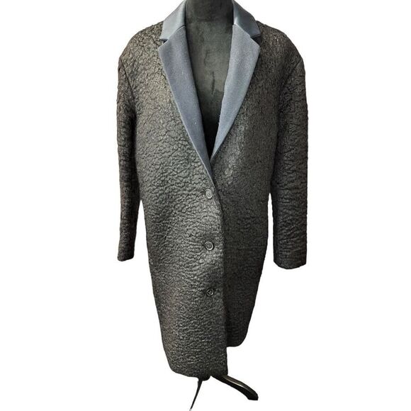 $995 J. Crew Women COLLECTION RIPPLED MOHAIR TOPCOAT Black Blue sz 2 - Picture 6 of 13